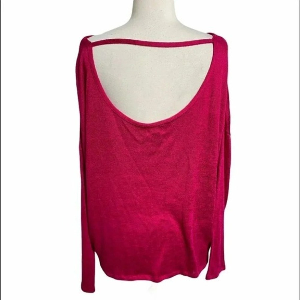 Old Navy Sweater Large Magenta Pink Open Back Batwing Sleeve Lightweight Knit